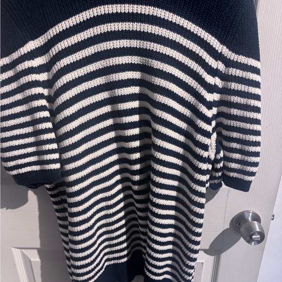Anthropologie Maeve Puff-Sleeved Sweater Tee Nautical Stripe| Navy White | SZ 3X - Picture 4 of 13